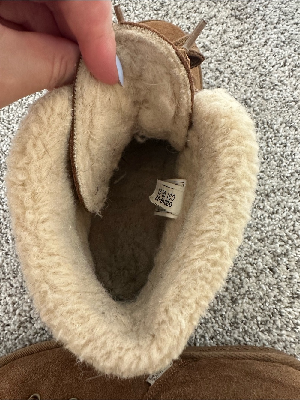BearPaw Cream Shearling-Lined Lace Up Ankle Boots - Picture 8 of 10